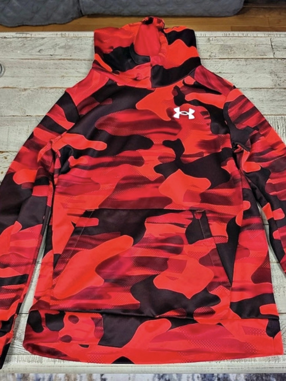 Under Armour Boys Rival Fleece ABC Camo Hoodie Red & Black Medium
